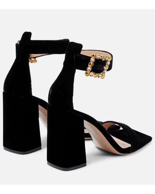 Gianvito Rossi Black Wondy Velvet Sandals