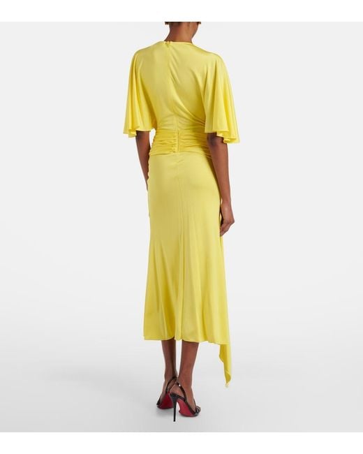David Koma Yellow Floral-Applique Jersey Cocktail Dress