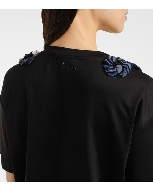 Max Mara Black Gennaio Embellished Jersey Top