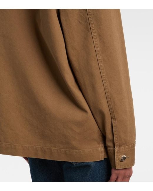 Saint Laurent Brown Cassandre Cotton And Linen Overshirt