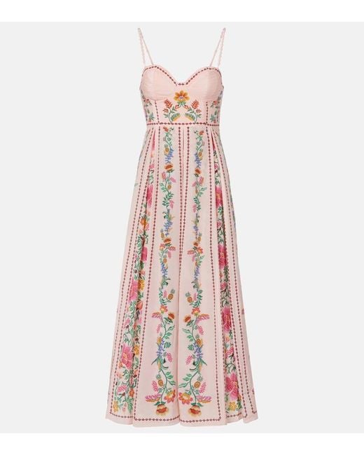 Farm Rio Pink Maxikleid Aus Einem Baumwollgemisch