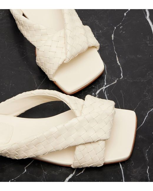 Bottega Veneta Natural Riva Intrecciato Leather Sandals