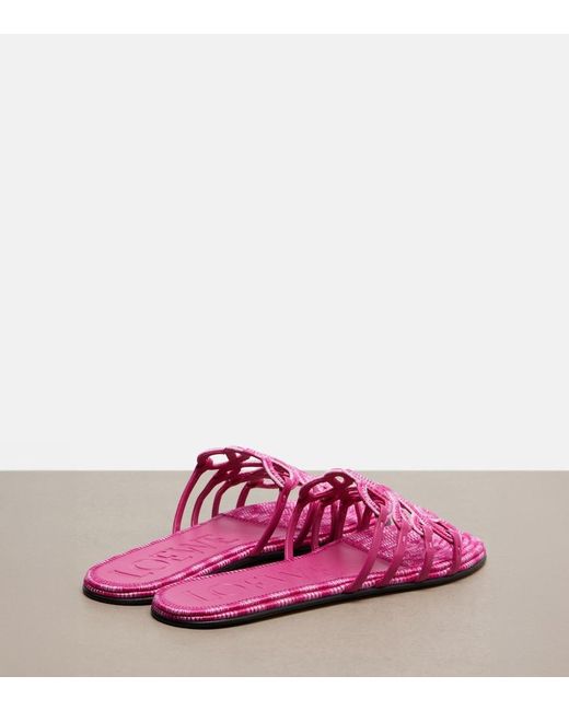 Loewe Pink Paula's Ibiza Petal Anagram Canvas Slides