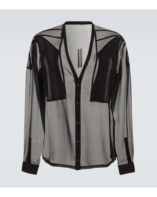 Rick Owens Black Sheer Silk Shirt for men