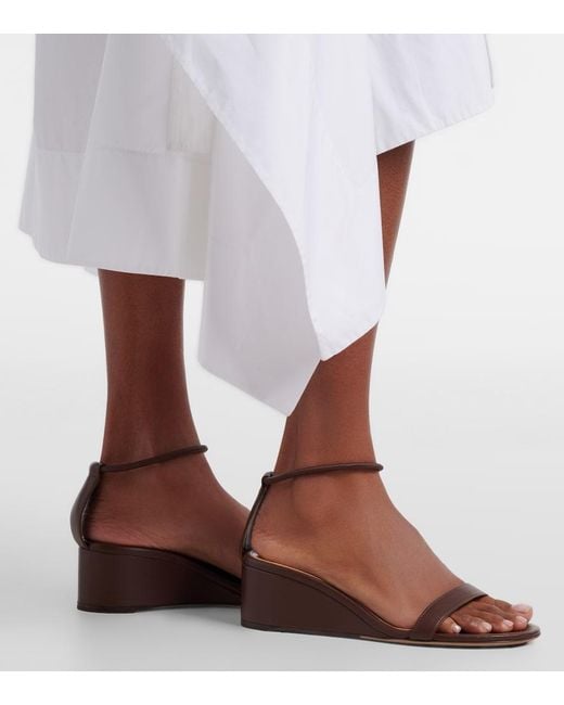 Gianvito Rossi Brown Leather Wedge Sandals