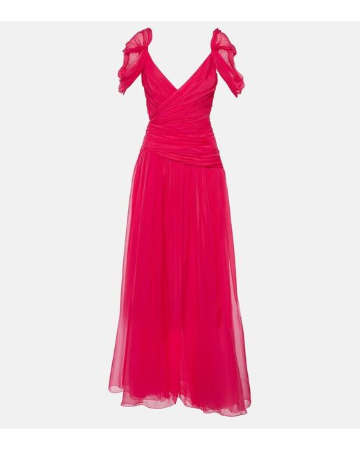 Oscar de la Renta Pink Robe aus Seidenchiffon
