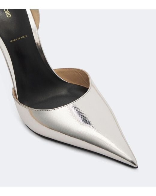 Tom Ford White Metallic Leather Pumps