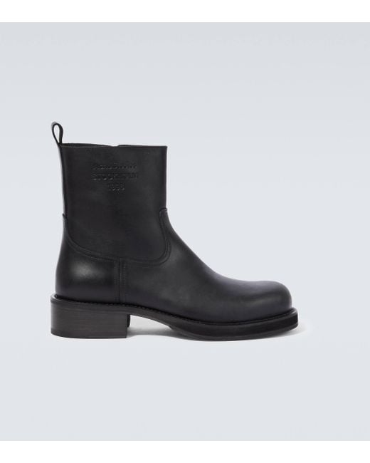 Acne Black Leather Ankle Boots for men