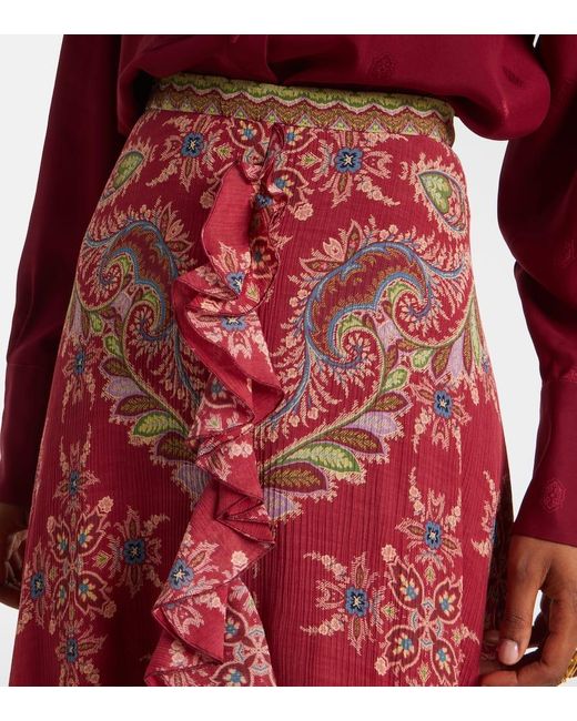 Etro Red Printed Maxi Skirt