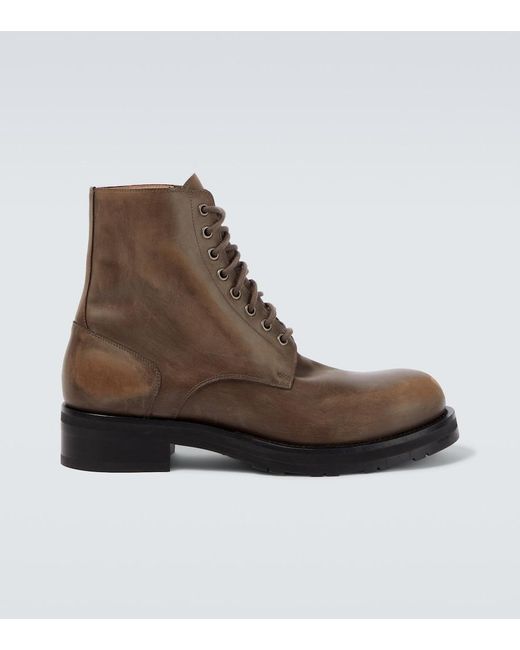 The Row Brown Distressed Leather Combat Boots for men