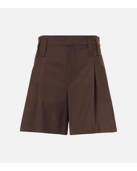 Bermudas En Mezcla De Lana Con Cuentas Monili Brunello Cucinelli de color Brown