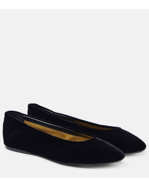 Saint Laurent Blue Gio Velvet Ballet Flats