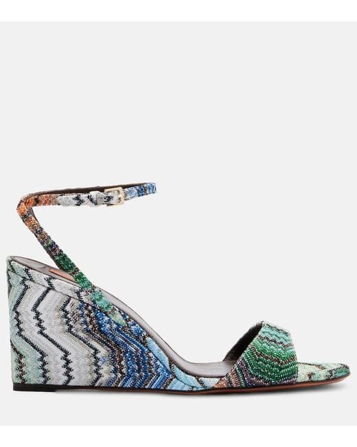 Missoni Green Julia Zigzag Lame Wedges