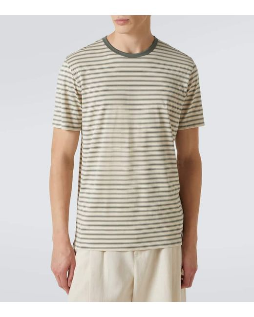 Sunspel White Striped Cotton Jersey T-Shirt for men
