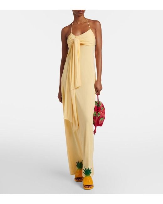 Loewe Metallic Paula's Ibiza Crepe Jersey Maxi Dress