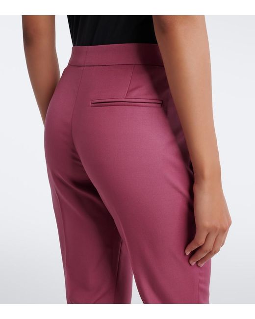 McQueen Red Wool Gaberdine Slim Pants