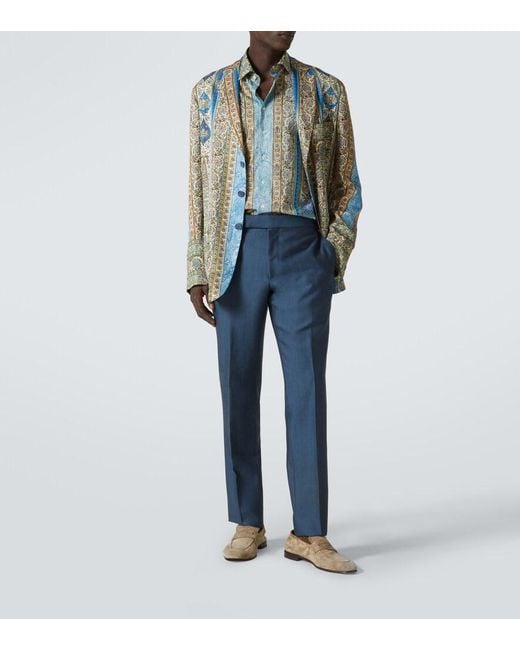 Etro Blue Partially-Lined Blazer With Three Patch Pockets for men