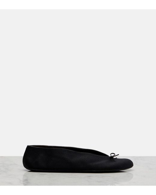 The Row Blue Fay Bow-Detail Cotton Ballet Flats