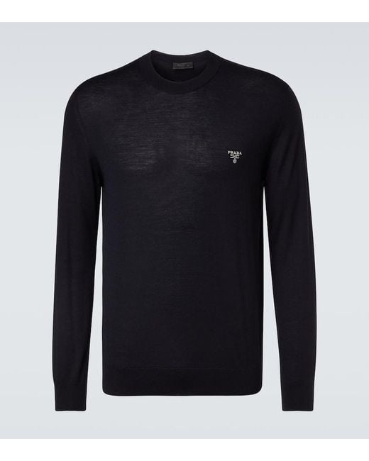 Prada Blue Virgin Wool Sweater for men