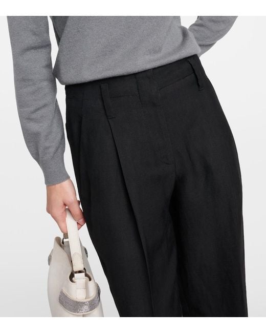 Brunello Cucinelli Black Twill Straight Pants
