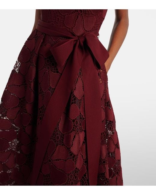 Elie Saab Red Silk-Blend Guipure Lace Cocktail Dress