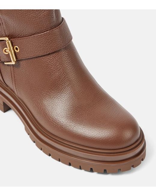 Gianvito Rossi Brown Thiago Leather Biker Boots