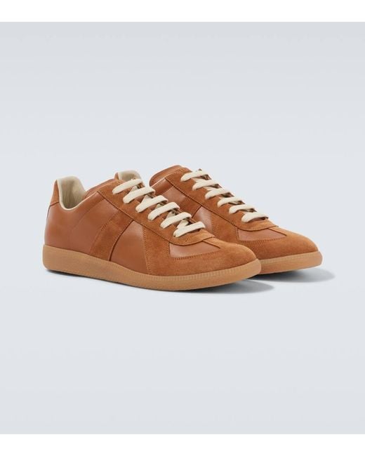 Maison Margiela Sneakers Replica Aus Leder Mit Veloursleder in Brown für Herren