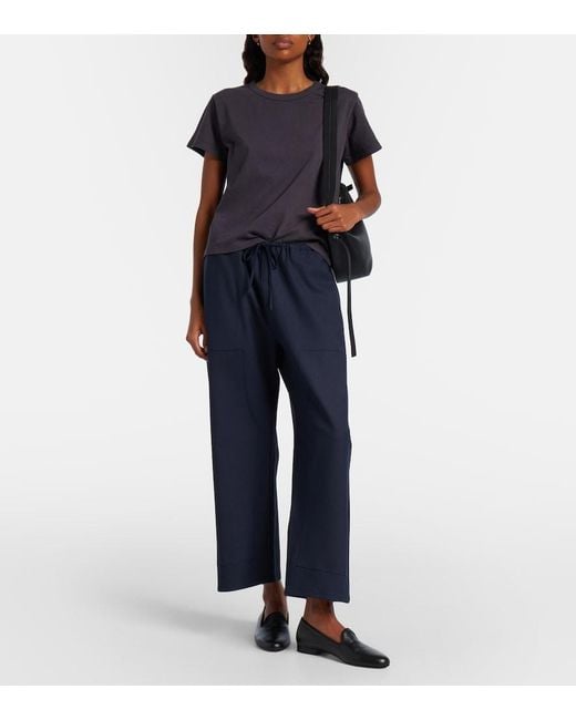 Leset Blue Jane Wool-Blend Wide-Leg Pants