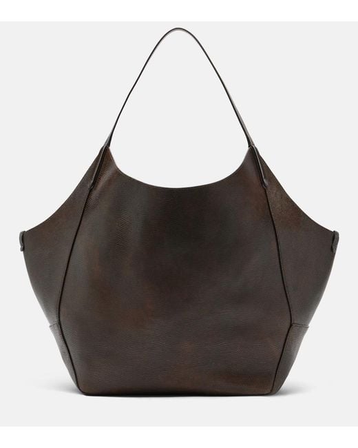 Brunello Cucinelli Black Monili Medium Reversible Leather Tote Bag