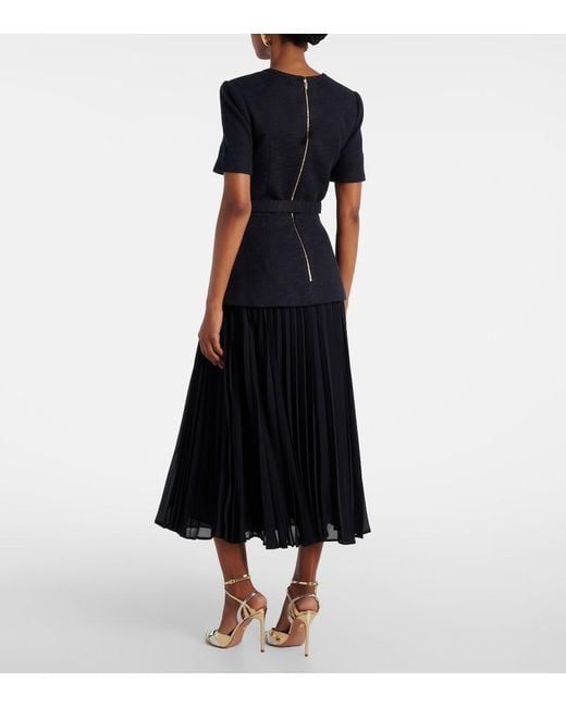 Rebecca Vallance Blue Jonie Belted Pleated Midi Dress