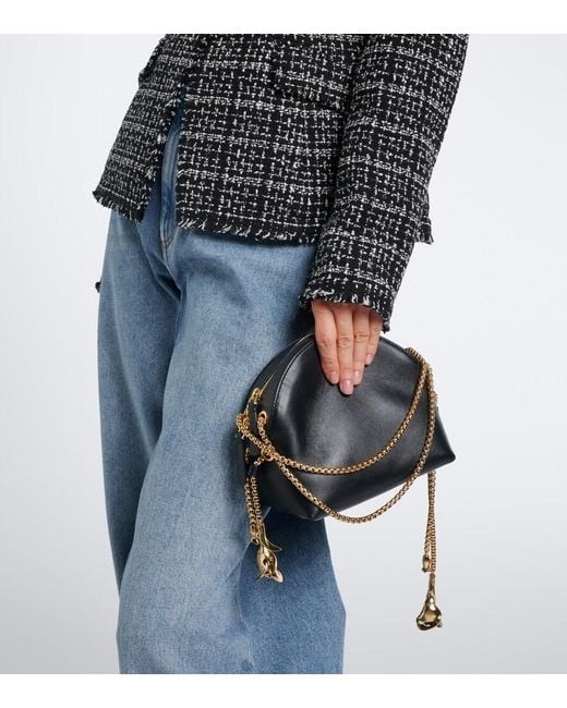 Erdem Black Flora Leather Top-Handle Bag
