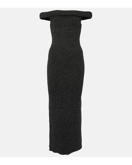 Totême  Black Off-shoulder Knit Maxi Dress