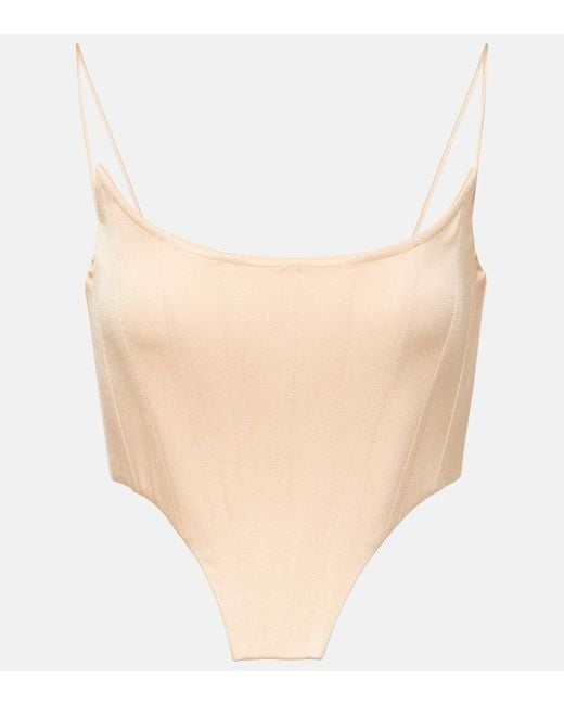 Alex Perry Natural Satin Bustier Top