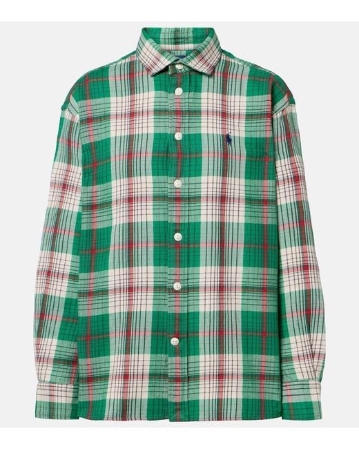 Polo Ralph Lauren Green Plaid Cotton Twill Shirt