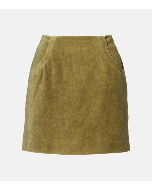 Blazé Milano Green Coci High-Rise Cotton Velvet Miniskirt