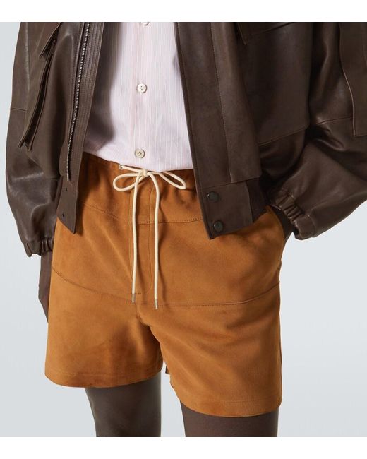 Auralee Orange Suede Shorts for men