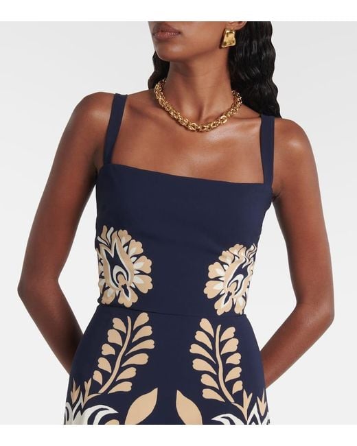 LaDoubleJ Blue Buy Me A Martini Floral Satin Midi Dress