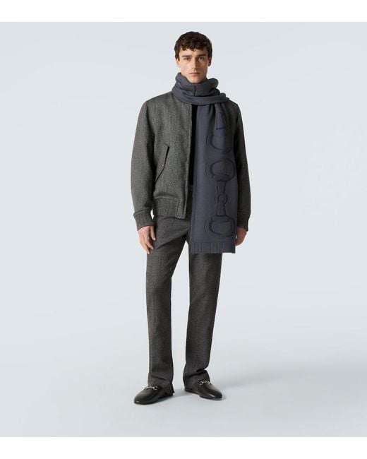 Sciarpa Horsebit di Gucci in Gray da Uomo