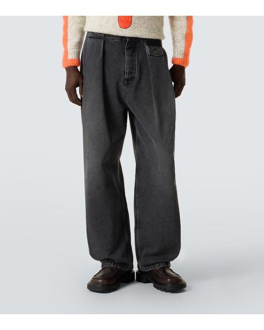 Loewe Gray Pleated Barrel-Leg Jeans for men