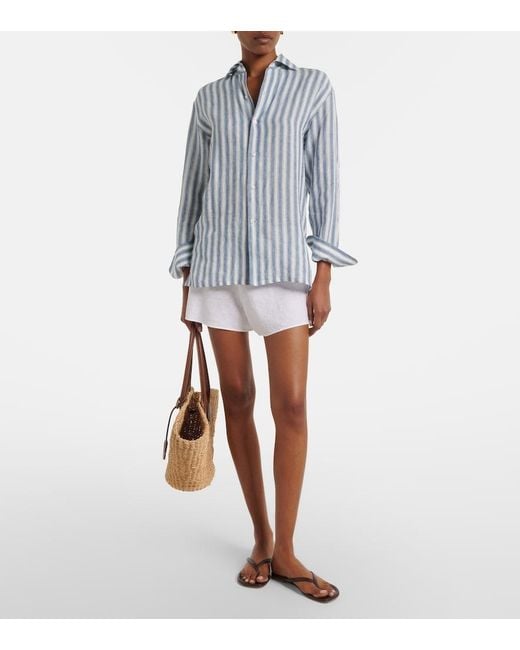 Doen White Loren Linen Shorts
