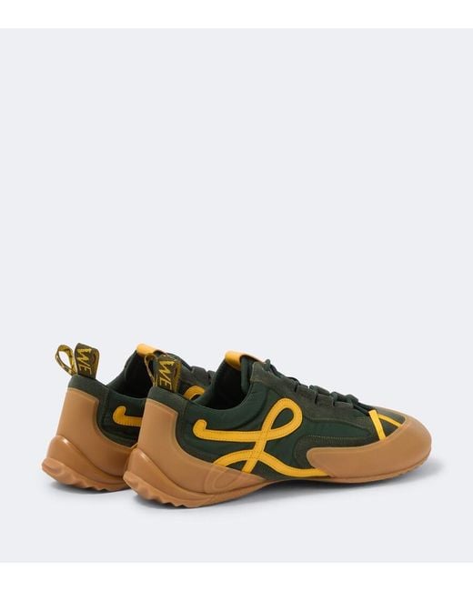 Loewe Green Grip Suede-Trimmed Sneakers for men