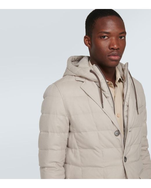 Herno Natural Quilted Silk And Cashmere Coat for men
