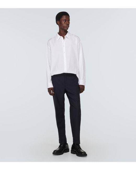 Dries Van Noten Blue Wool Straight Pants for men