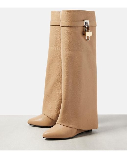 Givenchy Natural Stiefel Shark Lock Aus Leder