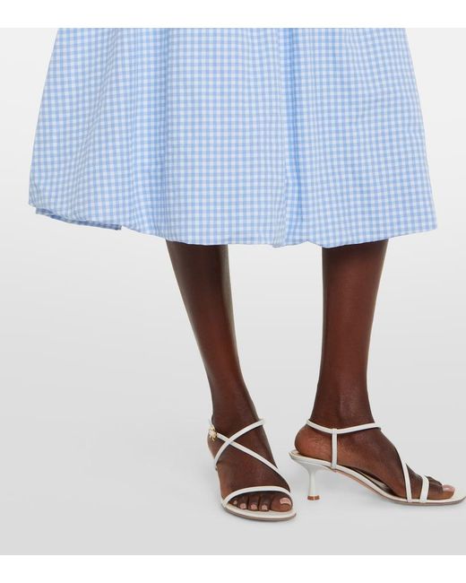 Bananhot Blue Alba Gingham Cotton Poplin Midi Skirt