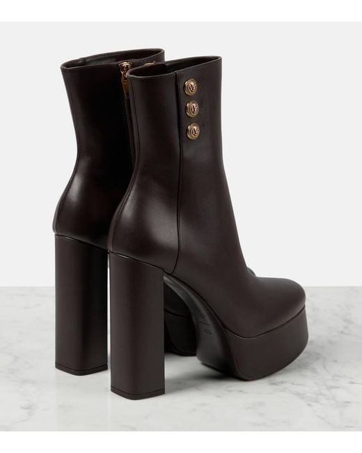 Balmain Black Plateaustiefel Brune Aus Leder