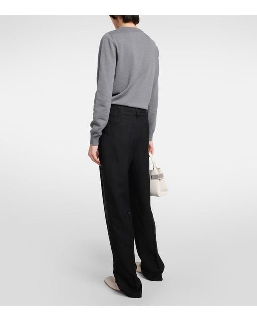 Brunello Cucinelli Black Twill Straight Pants