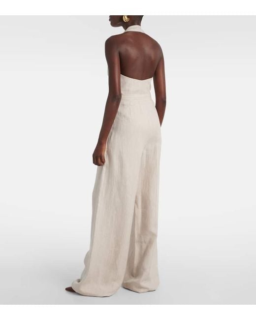 Max Mara White Weite High-Rise-Hose Rauche Aus Leinen