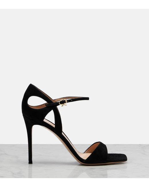 Gianvito Rossi Black Suede Sandals