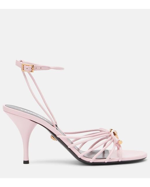 Versace Pink La Medusa 85 Leather Sandals